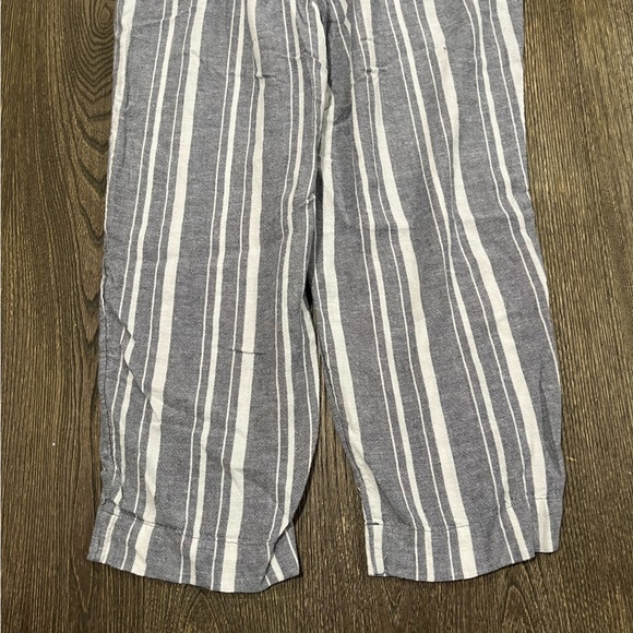 LOFT Womens High Rise Straight Leg Linen Blend Pants Pin Striped Loose Fit M - Picture 10 of 11